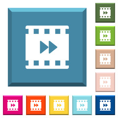 Movie fast forward white icons on edged square buttons