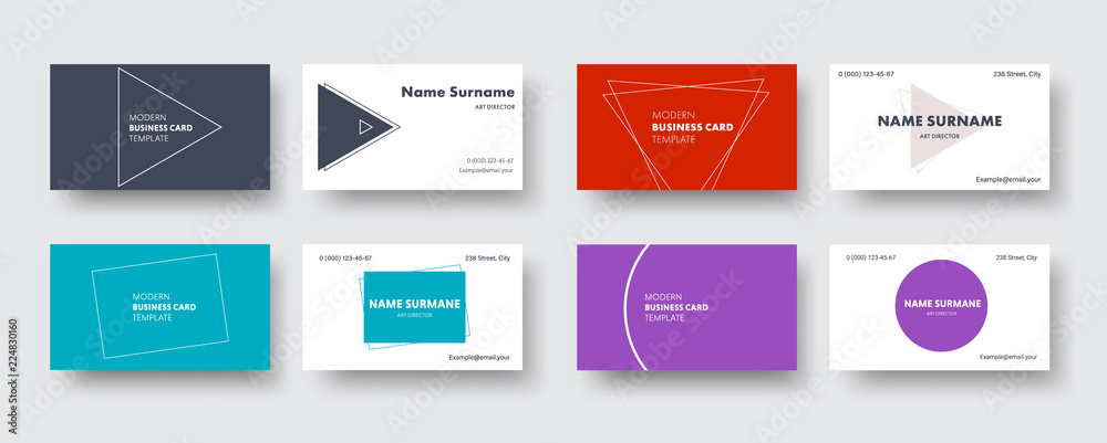 Aufkleber set of business cards in a minimalist style with different geometric shapes.