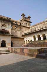 Naklejka premium Interior view of Raj Mahal. Orchha Palace Fort Complex. Orchha. Madhya Pradesh