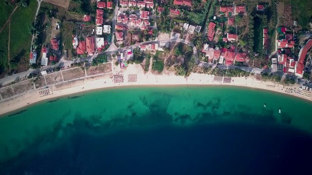 Beautiful beach aerial shot, Sithonia, Greece