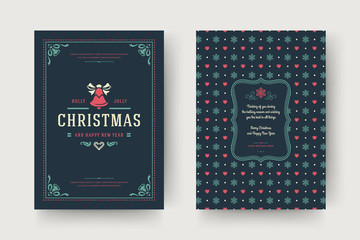 Christmas greeting card design template vector illustration.