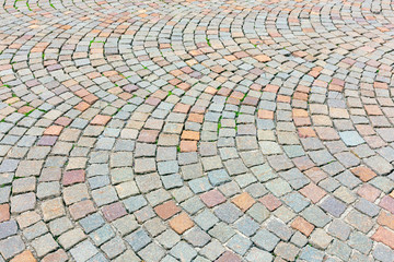 Colorful Cobblestone brick as background.