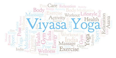 Fototapeta premium Viyasa Yoga word cloud.