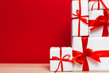 Christmas gift box on tablet