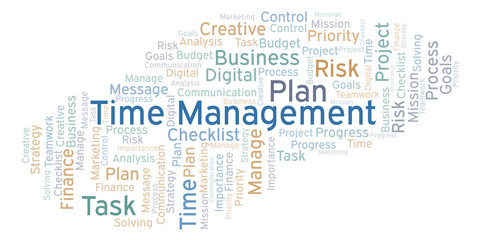 Time Management word cloud, made with text only.