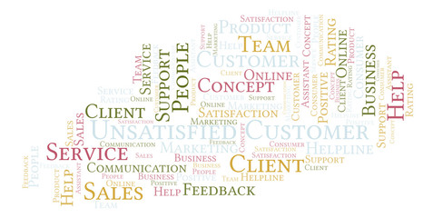 Obraz premium Unsatisfied Customer word cloud.