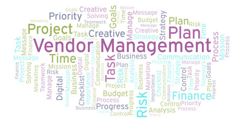 Fototapeta premium Vendor Management word cloud, made with text only.