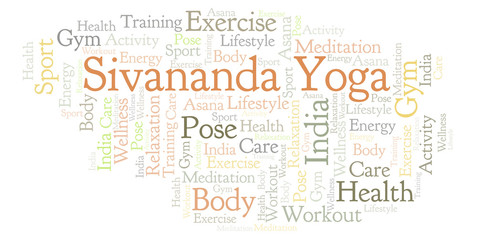 Fototapeta na wymiar Sivananda Yoga word cloud.
