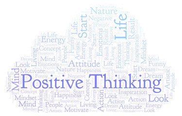 Positive Thinking word cloud, made with text only.