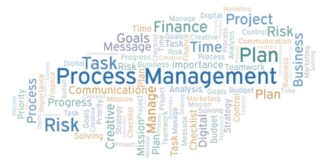 Fototapeta na wymiar Process Management word cloud, made with text only.