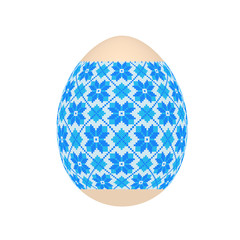 the easter egg with ukrainian cross-stitch ethnic pattern. pysanka ornament. isolated vector.