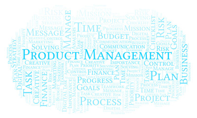 Obraz premium Product Management word cloud, made with text only.