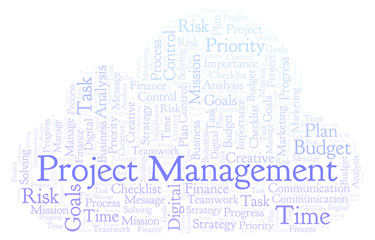 Obraz premium Project Management word cloud, made with text only.
