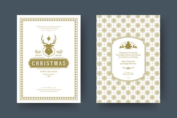 Christmas greeting card design template vector illustration.