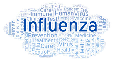 Obraz premium Influenza word cloud, made with text only.