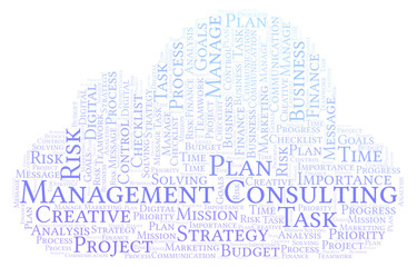 Obraz premium Management Consulting word cloud, made with text only.