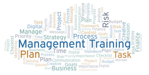 Obraz premium Management Training word cloud, made with text only.