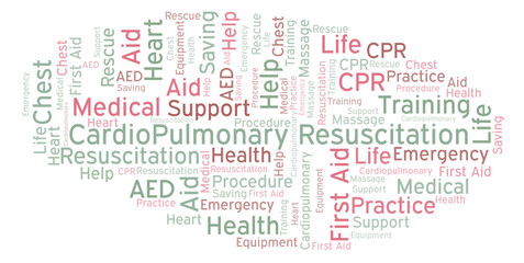 Fototapeta premium CardioPulmonary Resuscitation word cloud, made with text only.