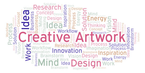 Obraz premium Creative Artwork word cloud, made with text only.