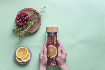 Pomegrante with orange and rosemary
