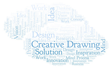 Creative Drawing word cloud, made with text only.