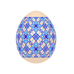 the easter egg with ukrainian cross-stitch ethnic pattern. pysanka ornament. isolated vector.