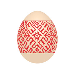 the easter egg with ukrainian cross-stitch ethnic pattern. pysanka ornament. isolated vector.