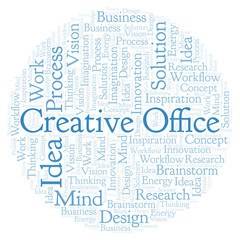 Creative Office word cloud, made with text only.
