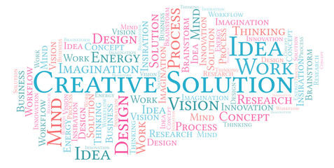 Creative Solution word cloud, made with text only.
