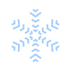 Snowflake sign. Blue Snowflake icon isolated on white background. Snow flake silhouette. Symbol of snow, holiday, cold weather, frost. Winter design element. Vector illustration