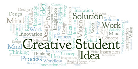 Fototapeta premium Creative Student word cloud, made with text only.
