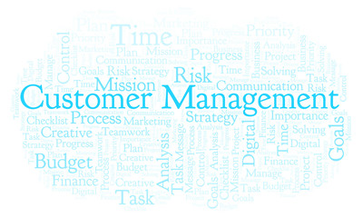 Obraz premium Customer Management word cloud, made with text only.