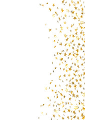 Gold star confetti celebration isolated on white background. Falling stars golden abstract pattern decoration. Glitter confetti Christmas card, New Year. Shiny sparkles. Vector illustration