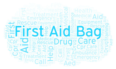Fototapeta premium First Aid Bag word cloud, made with text only.