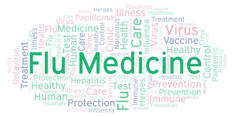 Obraz premium Flu Medicine word cloud, made with text only.