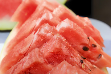 Sliced pieces of watermelon. Close-up