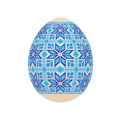 the easter egg with ukrainian cross-stitch ethnic pattern. pysanka ornament. isolated vector.