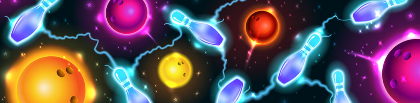 Bowling abstract background, space bowling pins and ball. Vector illustration.