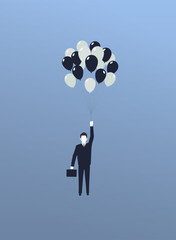 Vector illustration of a business man flying up with balloons eps10
