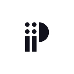 Vector Logo Letter P Black and White