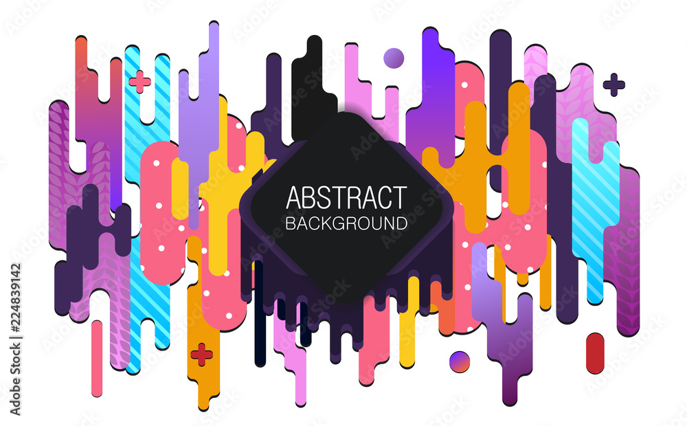 Aufkleber Minimal geometric background. Trendy neon lines and circles wallpaper in a modern material design style. Gradient shapes composition. Vector background with paper card and abstract colorful shapes. 