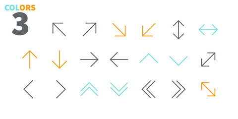 Arrows UI Pixel Perfect Well-crafted Vector Thin Line Icons 48x48 Ready for 24x24 Grid for Web Graphics and Apps with Editable Stroke. Simple Minimal Pictogram Part 1-5