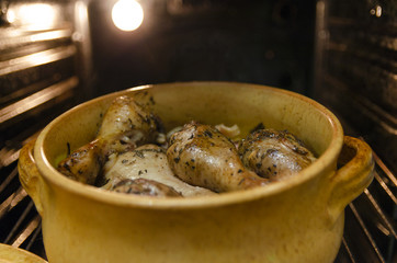 Chicken baked in the oven with spices