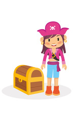 Funny character of girl pirate