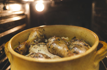 Chicken baked in the oven with spices
