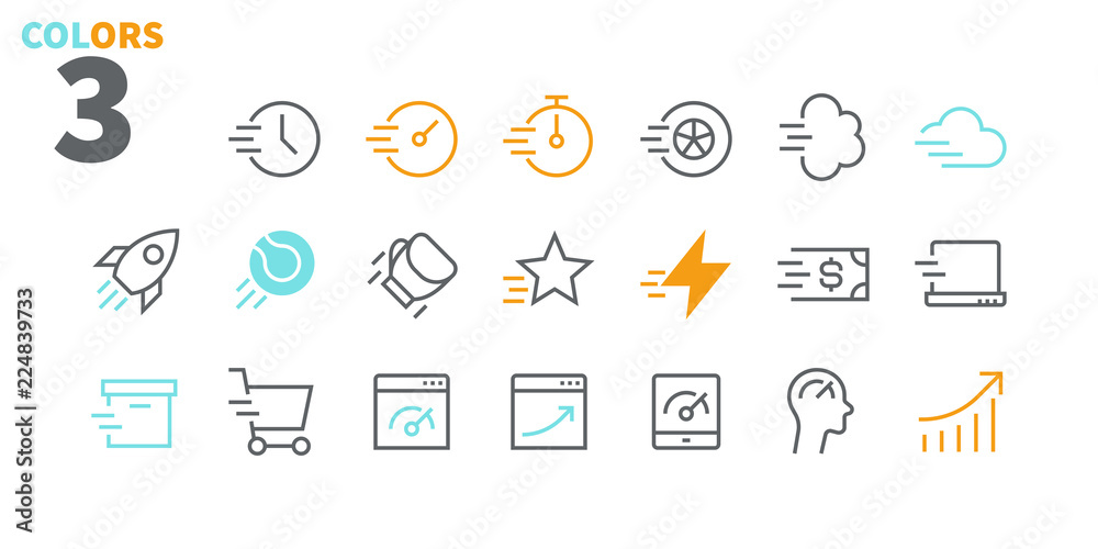Poster speed ui pixel perfect well-crafted vector thin line icons 48x48 ready for 24x24 grid for web graphi