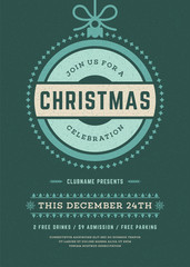 Christmas party invitation retro typography and decoration elements.