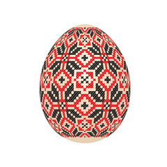 the easter egg with ukrainian cross-stitch ethnic pattern. pysanka ornament. isolated vector.