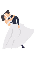 A just married couple dancing in the wedding ceremony