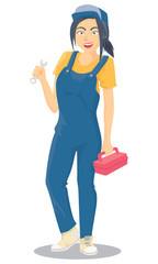 Female mechanic ready to work